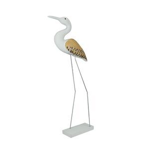 31 Inch Hand Carved White Painted Wood Bird Statue Home Coastal Decor Sculpture